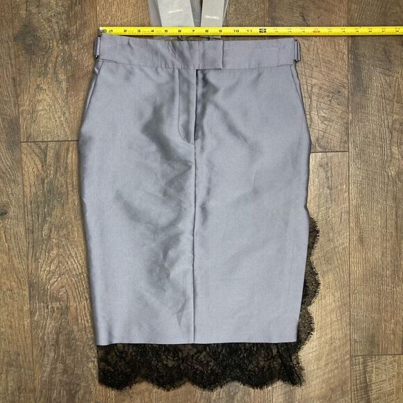 Tom Ford NWT Smoke Black Lace Hem Pencil Side Slit Skirt Cotton Silk IT 38 US 4 - Picture 9 of 15